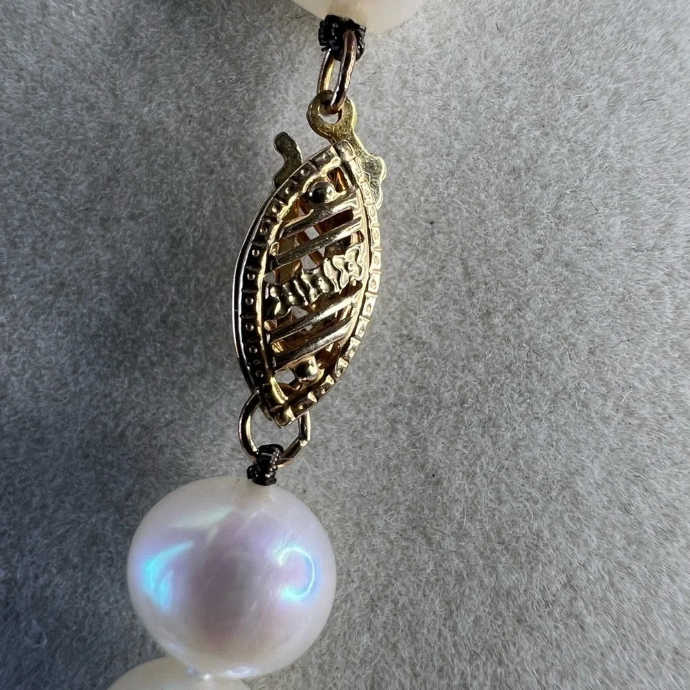 Vintage FIC Cultured Pearl Necklace w/14KT Yellow Gold Clasp 18” D10